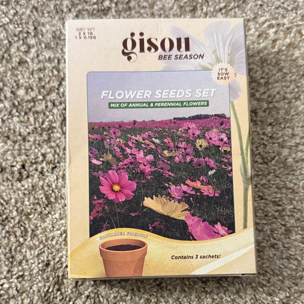 NEW Gisou Flower Seeds Set - Mix of Annual & Perennial Flowers (3 sachet)